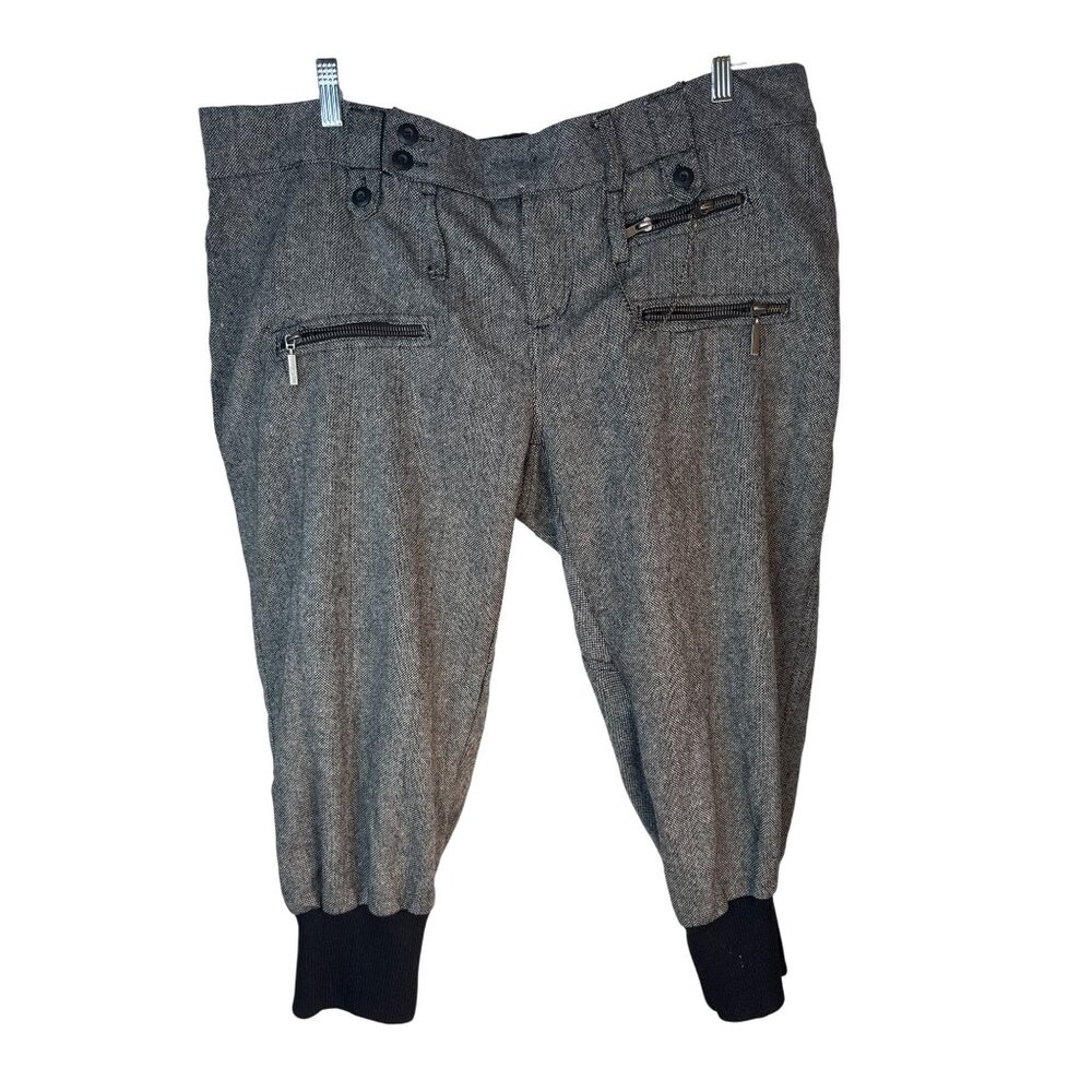 2/$30 Mecca Femme 14W Gray Wool Blend Knickers Zipper Pockets & Button Accents